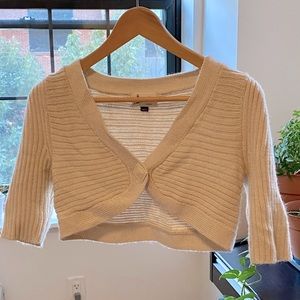 Cropped off-white cardigan from Anthropologie